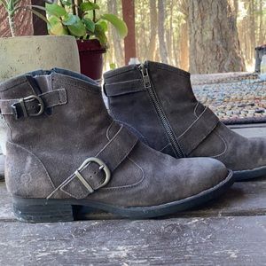 Gray Seude Born Booties - Size 8